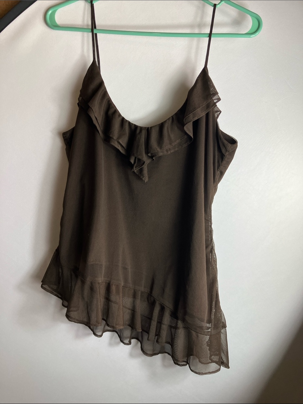 Ice Brown Ruffle Spaghetti Strap Cami - Picture 6 of 8